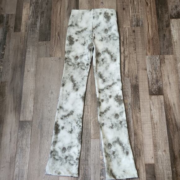 Zara Womens Green & White Tie Dye Flared Leggings Size SM Ankle Zipper Athletic - Picture 3 of 10
